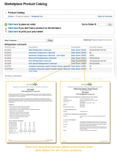 Marketplace Product Page with Data Sheets Screen Shot